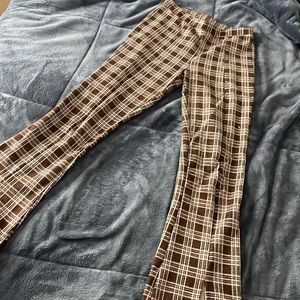 Plaid high wasted stretchy pants